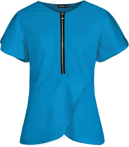Women Scrub Top Workwear V-Neck with Zipper Women Medical Uniform Shirt for Doctors in Saudi Arabia