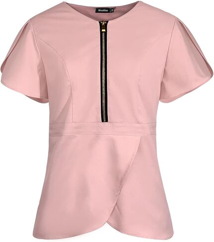 Women Scrub Top Workwear V-Neck with Zipper Women Medical Uniform Shirt for Doctors in Saudi Arabia