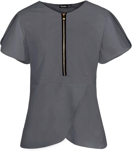 Women Scrub Top Workwear V-Neck with Zipper Women Medical Uniform Shirt for Doctors in Saudi Arabia