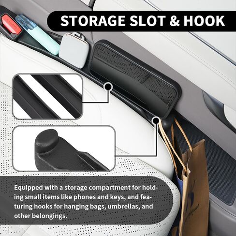 منظم حشو فجوات مقعد السيارة من قطعتين من Turcee مع فتحة تخزين وخطاف، شريط حشو فجوات مقعد السيارة لملء الفجوات، استخدام عالمي ومزدوج الجوانب لمقاعد السيارات والفجوات وملحقات السيارات الداخلية in Kuwait