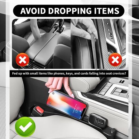 منظم حشو فجوات مقعد السيارة من قطعتين من Turcee مع فتحة تخزين وخطاف، شريط حشو فجوات مقعد السيارة لملء الفجوات، استخدام عالمي ومزدوج الجوانب لمقاعد السيارات والفجوات وملحقات السيارات الداخلية in Kuwait