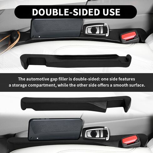 منظم حشو فجوات مقعد السيارة من قطعتين من Turcee مع فتحة تخزين وخطاف، شريط حشو فجوات مقعد السيارة لملء الفجوات، استخدام عالمي ومزدوج الجوانب لمقاعد السيارات والفجوات وملحقات السيارات الداخلية in Kuwait