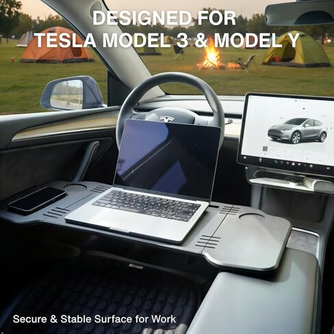 مكتب سيارة Tesla للطراز 3 والطراز Y - طاولة كمبيوتر محمول قابلة للطي لمقعد الركاب للاستخدام في مواقف السيارات والعمل الخفيف والسفر والتخييم في السيارة in Saudi Arabia