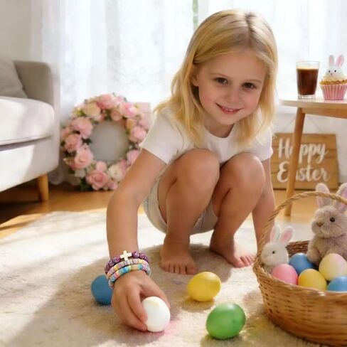 الصليب سوار هدايا المعمودية سلة عيد الفصح الحشوات الأولى بالتواصل قابل للتعديل الطين والحجر المسيح الماء المقدس سوار الإيمان مجوهرات لحفيدة ابنة ابنة in Kuwait