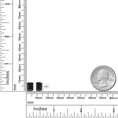 جوهرة ستون كينغ 14K الذهب الأبيض الأحجار الكريمة جوهرة الميلاد أقراط | قطع الزمرد 8X6MM | أقراط من الذهب الأبيض للنساء والرجال in Saudi Arabia