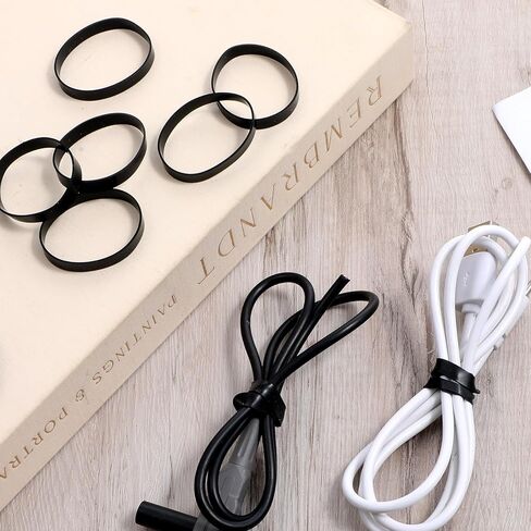 100 PCS Silicone Flat Rubber Bands 1 inch/25mm Silicone Cable Ties Small Elastic Bands Heavy Duty Rubber Band Black Thick Reusable Rubbers Rings Strong Rubberbands for School Home Office Elasticity in Saudi Arabia