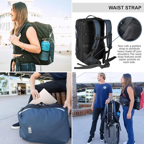 مجموعة حقيبة الظهر للسفر من آيلاند هوبر | 40 لتر أسود | مع مجموعة مكعبات تعبئة مكونة من 4 قطع in Kuwait