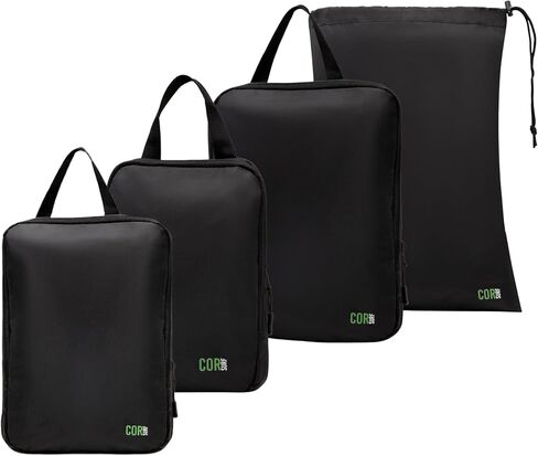 مجموعة حقيبة الظهر للسفر من آيلاند هوبر | 40 لتر أسود | مع مجموعة مكعبات تعبئة مكونة من 4 قطع in Kuwait