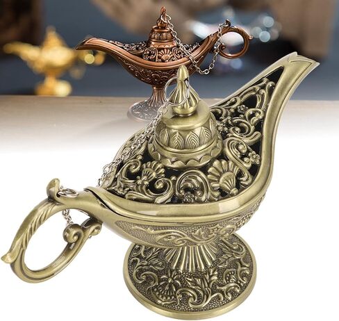 Vintage Bronze Arabian Lamp Props Zinc Alloy Tabletop Decoration for Home Halloween Party in Saudi Arabia