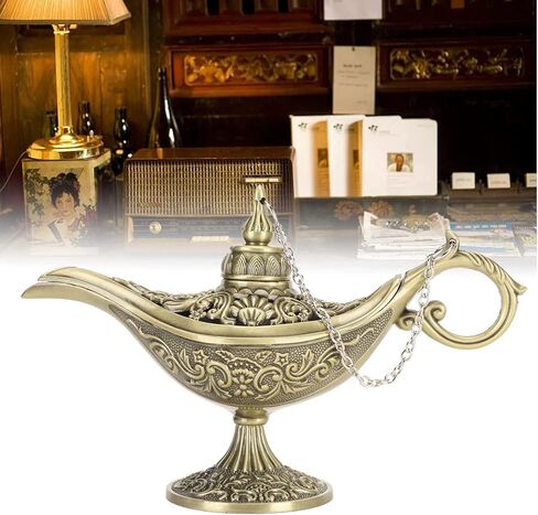 Vintage Bronze Arabian Lamp Props Zinc Alloy Tabletop Decoration for Home Halloween Party in Saudi Arabia