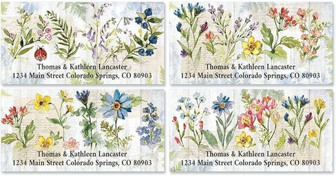 Colorful Images Blooming with Colors Border Personalized Return Address Labels - Set of 144, Self-Adhesive Stickers, 1 1/8" x 2 1/4" in Saudi Arabia