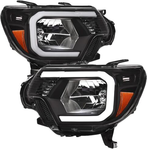 7422444259296 Compatible With 2012-2015 Toyota Tacoma Switchback Sequential LED Strip Bar Black Housing Headlights With Amber Reflector in Saudi Arabia