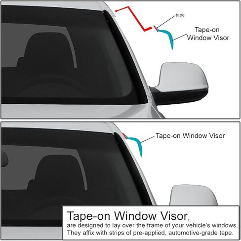 DNA MOTORING Set of 4 Tape-On Window Rain Guards Compatible with 2000-2005 Impala W-Body Smoke Tint Window Visor Shade/Sun Wind/RAIN Deflector, WVS-121 in Kuwait