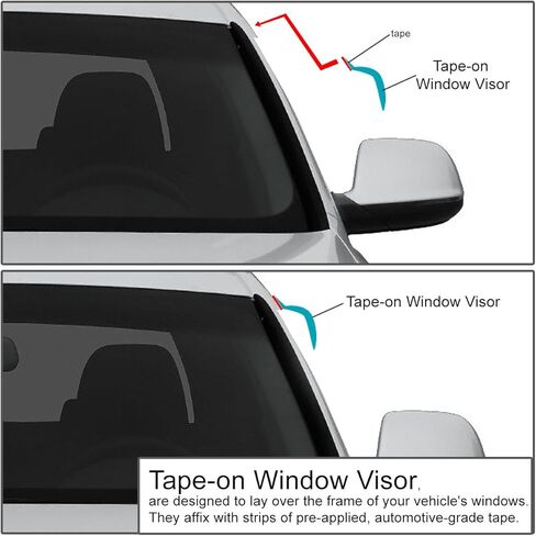 DNA MOTORING Set of 4 Tape-On Window Rain Guards Compatible with 2000-2005 Impala W-Body Smoke Tint Window Visor Shade/Sun Wind/RAIN Deflector, WVS-121 in Kuwait