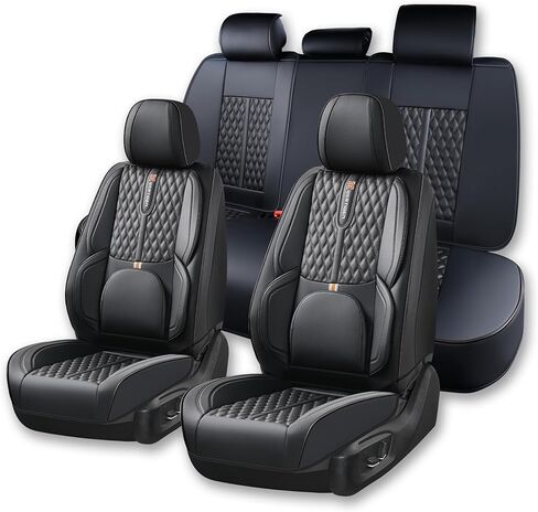 Car Seat Cover for Subaru Legacy 2010-2024, Black Car Seat Covers, Faux Leather, 5 Seats Full Set, Waterproof, with Lumbar Support, Suitable for All Seasons, Beautify The Interior of Old Cars in Saudi Arabia