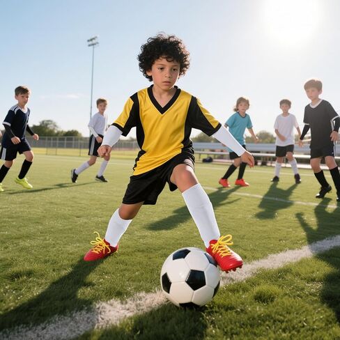JASGOOD Soccer Socks with Shin Guards Arm Sleeves for Toddler Youth Kids Lightweight Soccer Protection Defender Gear,White in Saudi Arabia