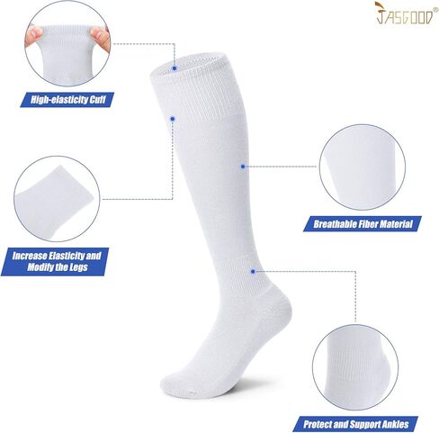 JASGOOD Soccer Socks with Shin Guards Arm Sleeves for Toddler Youth Kids Lightweight Soccer Protection Defender Gear,White in Saudi Arabia