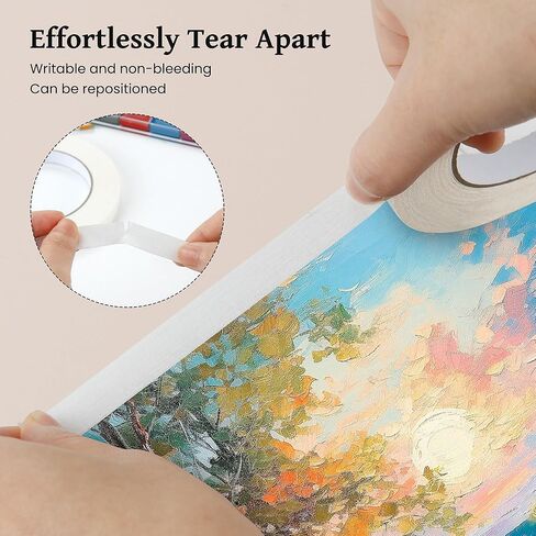 شريط فني لورق الألوان المائية - عبوة واحدة من شريط فني أبيض متوسط ​​الالتصاق، شريط لاصق مناسب للرسم بالألوان المائية، والصياغة، والإبداع الفني، والتركيب، بعرض 0.5 بوصة وطول 165 قدم (0.5 بوصة) in Kuwait