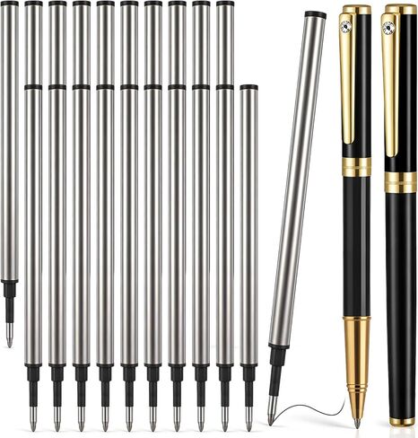Sherr 20 Pcs 4.4 inch Replaceable Rollerball Pen Refills 0.5mm Fine Point Metal Body Refills Compatible with Mainstream Fountain Pens Smooth Writing Quick Dry Anti-Bleed for School Office(Black Ink) in Saudi Arabia