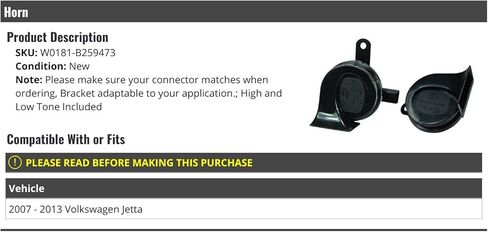 High and Low Tone Horn - Compatible with 2007-2013 Volkswagen Jetta in Saudi Arabia