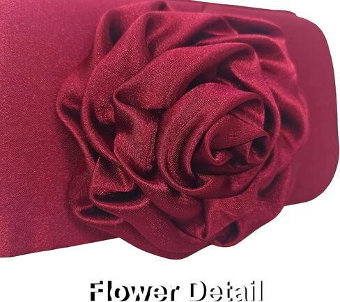 Bi&Yamigeo Women's Satin Evening Clutch Bag with 3D Flower,Small Pleated Flap Purse with Chain Strap for Wedding Prom Party in Kuwait