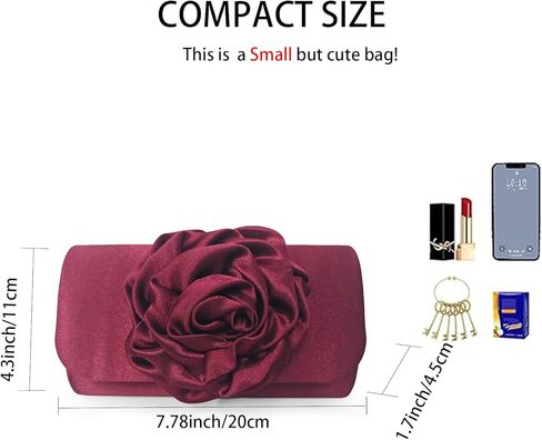 Bi&Yamigeo Women's Satin Evening Clutch Bag with 3D Flower,Small Pleated Flap Purse with Chain Strap for Wedding Prom Party in Kuwait