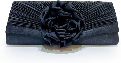 Bi&Yamigeo Women's Satin Evening Clutch Bag with 3D Flower,Small Pleated Flap Purse with Chain Strap for Wedding Prom Party in Saudi Arabia