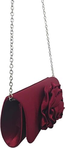 Bi&Yamigeo Women's Satin Evening Clutch Bag with 3D Flower,Small Pleated Flap Purse with Chain Strap for Wedding Prom Party in Kuwait