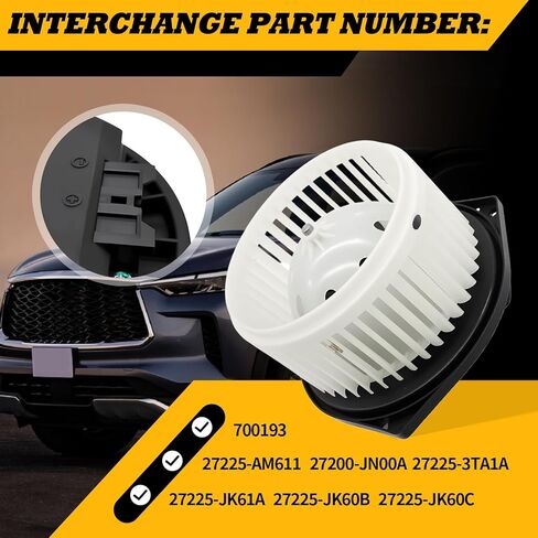 A/C Heater Blower Motor Compatible with FX35 FX37 FX45 G25 G35 G37 Q45 Q50 Altima 2007-2019 350Z 370Z Quest Replaces 700193 27225-AM611 27200-JN00A in Saudi Arabia