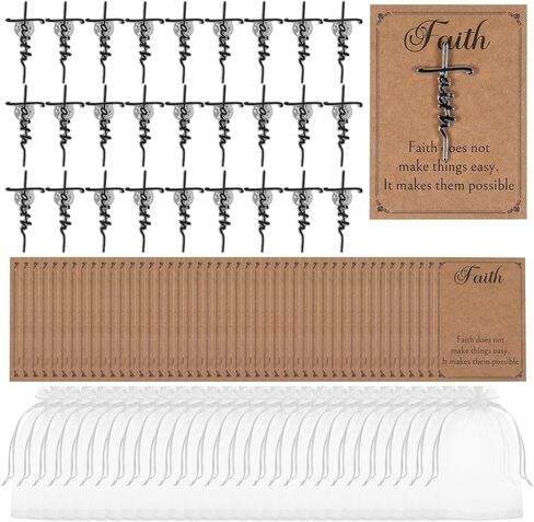 50Pcs Christian Faith Cross Pin, Christian Pins with Inspirational Cards, Enamel Metal Blessed Religious Badge Brooch lapel Pin for Men, Jesus Pins Christian Gifts for Men Women Chaplain Church Prayer in Kuwait