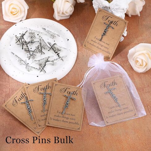 50Pcs Christian Faith Cross Pin, Christian Pins with Inspirational Cards, Enamel Metal Blessed Religious Badge Brooch lapel Pin for Men, Jesus Pins Christian Gifts for Men Women Chaplain Church Prayer in Kuwait