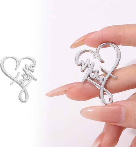 2Pcs Faith Cross Brooch Pin Set, Religious Christian Pins with Heart Design, Faith-Based Lapel Pins for Women Men, Inspirational Jewelry Gifts for Christmas in Saudi Arabia