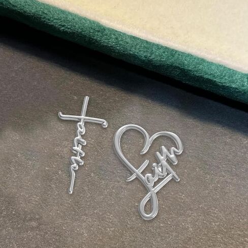 2Pcs Faith Cross Brooch Pin Set, Religious Christian Pins with Heart Design, Faith-Based Lapel Pins for Women Men, Inspirational Jewelry Gifts for Christmas in Saudi Arabia