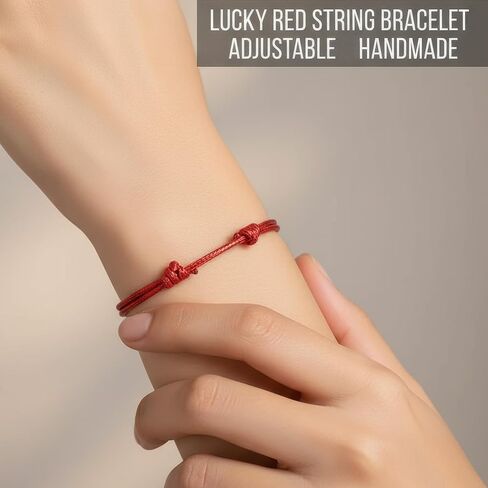 Adjustable Red String Bracelet - Waterproof Waxed Nylon Lucky Amulet for Protection, Good Fortune & Friendship in Saudi Arabia