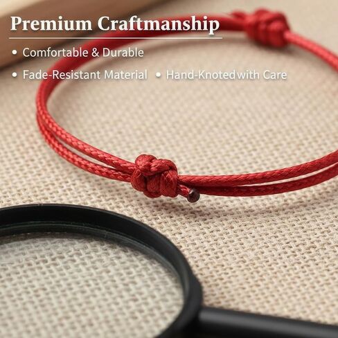 Adjustable Red String Bracelet - Waterproof Waxed Nylon Lucky Amulet for Protection, Good Fortune & Friendship in Saudi Arabia