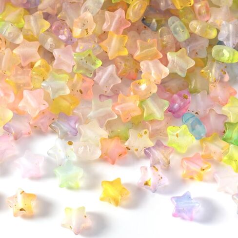 200 قطعة من خرزات النجوم اللامعة على شكل نجمة المهر لسوار الصداقة، خرزة كاندي بفتحة كبيرة لضفائر الشعر، صناعة المجوهرات (متعددة اللمعان) in Kuwait