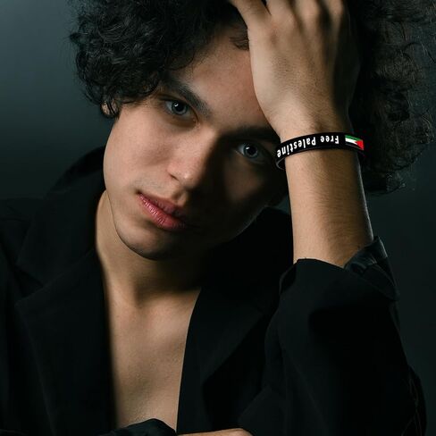 Cupimatch Palestine Flag Bracelet Set: 10 Pack Adjustable Silicone Rubber Wristbands with Infinite Symbol and 'Palestine' Letters for Mother's Day in Saudi Arabia