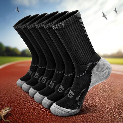 Men Socks,Athletic Running Socks Compression Wicking For Men Sports Hiking Fishing Cushioned Sole Arch Support in Saudi Arabia