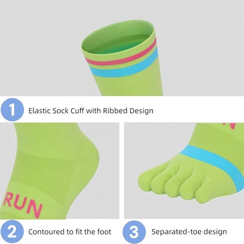 Men's Ankle Toe Socks Running Hiking Athletic No Show Crew Socks Compression Arch Support Breathable 6 Pairs in Saudi Arabia