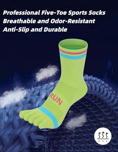 Men's Ankle Toe Socks Running Hiking Athletic No Show Crew Socks Compression Arch Support Breathable 6 Pairs in Saudi Arabia