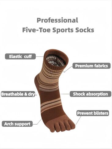 Men's Ankle Toe Socks Running Hiking Athletic No Show Crew Socks Compression Arch Support Breathable 6 Pairs in Saudi Arabia
