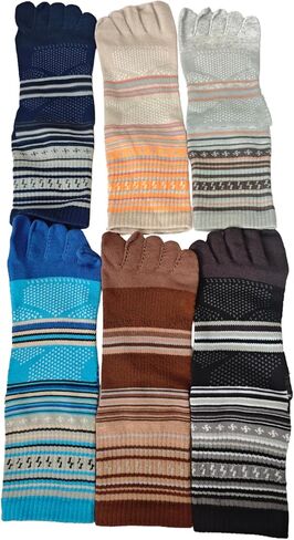 Men's Ankle Toe Socks Running Hiking Athletic No Show Crew Socks Compression Arch Support Breathable 6 Pairs in Saudi Arabia