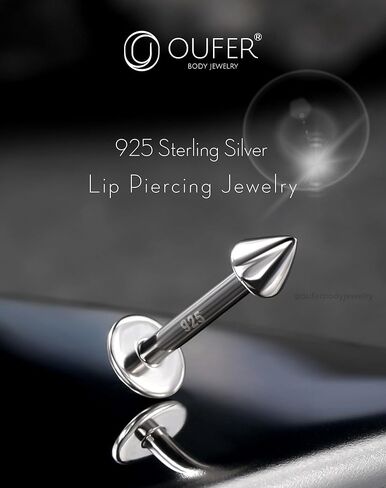 OUFER 925 Sterling Silver Cartilage Helix Earring Studs, 16G Silver Flat Back Earrings, Taper Lip Labret Rings, Monroe Medusa Industrial Piercing jewelry for Women and Men in Saudi Arabia