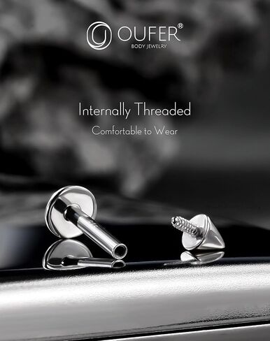 OUFER 925 Sterling Silver Cartilage Helix Earring Studs, 16G Silver Flat Back Earrings, Taper Lip Labret Rings, Monroe Medusa Industrial Piercing jewelry for Women and Men in Saudi Arabia