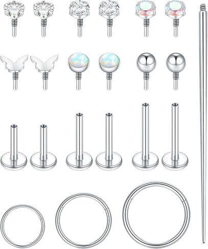 أقراط Oveta 16G 18G ذات الظهر المسطح لمجوهرات ثقب الغضروف الزنمة، حلقات أنف فولاذية جراحية 6/8/10 مم، فضي/ذهبي in Saudi Arabia