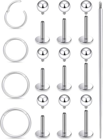 18G 16G Internal Thread Flat Back Earrings Nose Studs 316L Surgical Steel Tragus Forward Helix Conch Cartilage Lobe Earrings Stud Medusa Labret Lip Ring Piercing Jewelry Hoops For Women Men in Saudi Arabia