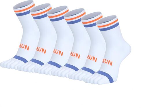 Men's Ankle Toe Socks Running Hiking Athletic No Show Crew Socks Compression Arch Support Breathable 6 Pairs in Saudi Arabia