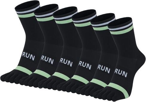 Men's Ankle Toe Socks Running Hiking Athletic No Show Crew Socks Compression Arch Support Breathable 6 Pairs in Saudi Arabia