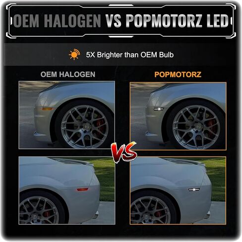 مصابيح LED للعلامات الجانبية من POPMOTORZ متوافقة مع 2010 2011 2012 2013 2014 2015 Chevy Camaro الأمامية والخلفية باللون الأبيض ومصابيح LED للعلامات الجانبية ومصابيح المصد الجانبية وعدسات مدخنة 4 قطع in Kuwait