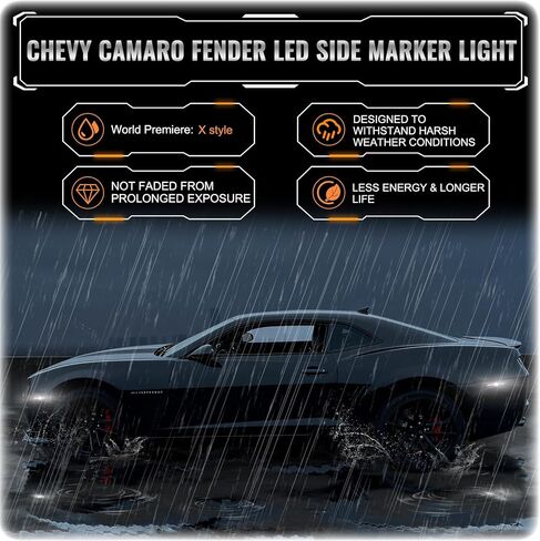 مصابيح LED للعلامات الجانبية من POPMOTORZ متوافقة مع 2010 2011 2012 2013 2014 2015 Chevy Camaro الأمامية والخلفية باللون الأبيض ومصابيح LED للعلامات الجانبية ومصابيح المصد الجانبية وعدسات مدخنة 4 قطع in Kuwait